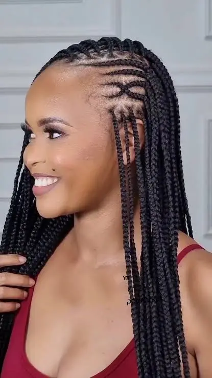 knotless braid with side Cornrows